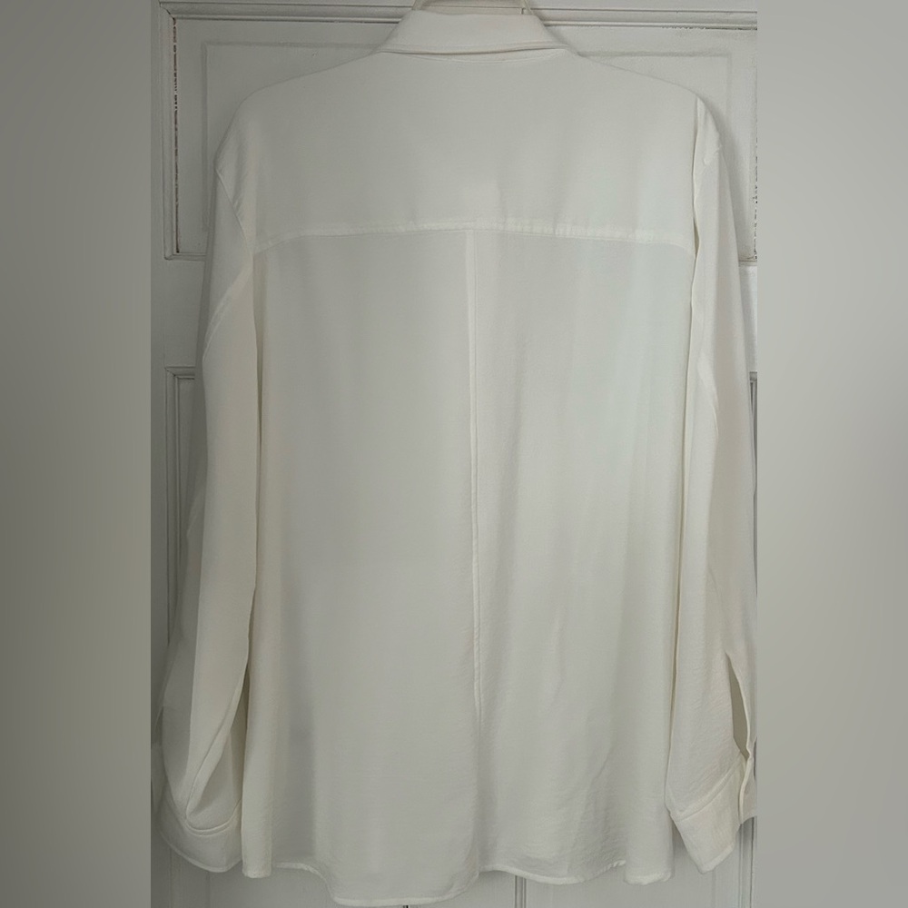 Calvin Klein Off White Button-Front Long Sleeve Blouse–XL – Excellent Condition - Picture 3 of 4